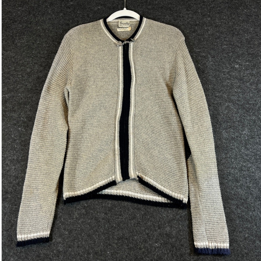 VTG 70s Bascom Hall Cardigan Sweater Womens 18 Gray Shetland Wool Elbow Patches